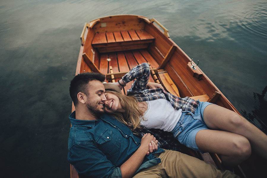 Young couple in a boat